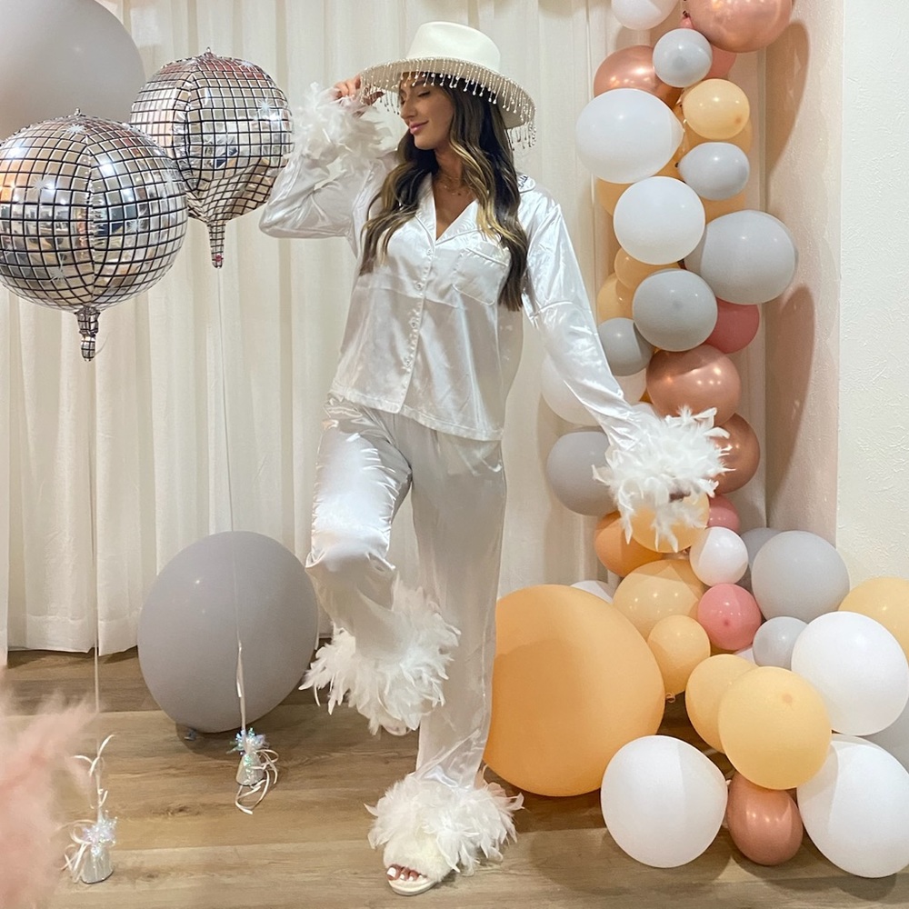 Bride Silk Feather Pajamas
